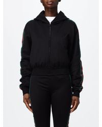 Gucci - Cotton Blend Zip-Up Hoodie With Web Stripe - Lyst