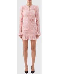 ROTATE BIRGER CHRISTENSEN - Padded Shoulder Polka Dot Mini Sheath Dress - Lyst
