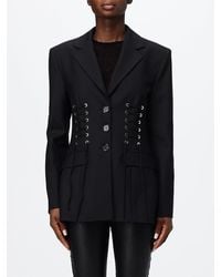 Pinko - Cropped Single-Breasted Wool Blazer With Lapels And Flap Pockets - Lyst