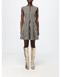 MSGM - Sleeveless Check Pattern Virgin Wool Knit Mini Dress - Lyst