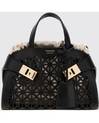 Ferragamo - Small Hug Perforated Smooth Calfskin Leather Handbag - Lyst