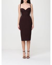 Elisabetta Franchi - Light Crêpe Dress With Raw Cut Fabric - Lyst