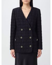 Alessandra Rich - Double-Breasted Bouclé Blazer With Metallic Buttons - Lyst
