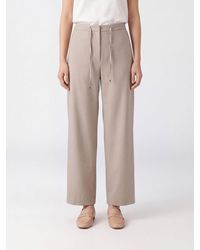 Max Mara - Wide-Leg Pure Wool Trousers With Drawstring Waist - Lyst