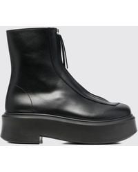 The Row - Smooth Leather Platform Ankle Boots With Zip Closure - Lyst