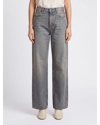Haikure - Vaqueros Anchos Korea De Denim De Algodón Azul Con Diseño De Cinco Bolsillos Y Cintura Alta - Lyst