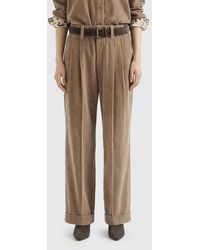 Brunello Cucinelli - High-Waisted Wide-Leg Velvet Trousers With Darts - Lyst
