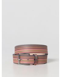 Paul Smith - Leather Belt With All-Over Printed Stripes - Lyst