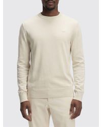 BOSS - Basic Cotton Crew Neck Knit Top - Lyst