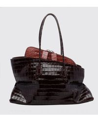 The Attico - La Passeggiata Crocodile-Embossed Calfskin Leather Shoulder Bag - Lyst