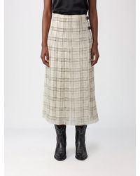 DURAZZI MILANO - Tartan Cotton And Silk Midi Skirt With Buckle - Lyst