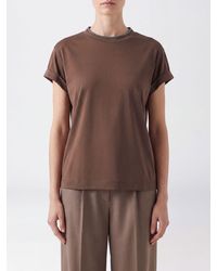 Brunello Cucinelli - Stretch-Cotton Crew-Neck T-Shirt With Monili Embroidery - Lyst