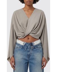 MM6 by Maison Margiela - Draped Cropped V-Neck Top - Lyst