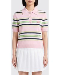 CASABLANCA - Striped Viscose Knit Polo Shirt - Lyst
