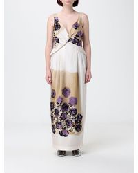 Antonio Marras - Floral Print Silk Long Dress - Lyst