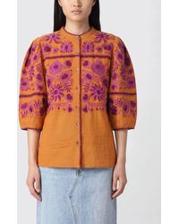 Antik Batik - Floral Print Cotton Shirt With Balloon Sleeves - Lyst