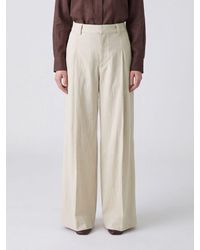 Brunello Cucinelli - High-Waisted Stretch Cotton Palazzo Trousers With Monili - Lyst