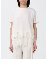 Fabiana Filippi - Silk Blend Crew-Neck Blouse With Lace Inserts - Lyst