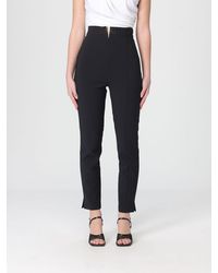 Elisabetta Franchi - Double Stretch Crepe Trousers With Logo - Lyst