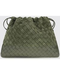 Bottega Veneta - Intrecciato Woven Calf Leather Bucket Clutch With Drawstring Closure - Lyst