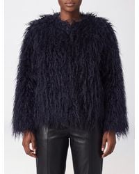 forte_forte - Crew Neck Long-Sleeved Faux Fur Jacket - Lyst