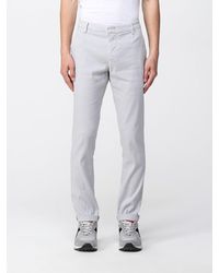 Dondup Pants In Linen Blend - Gray