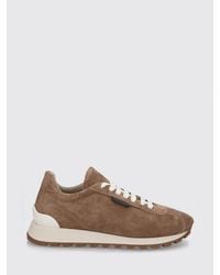 Brunello Cucinelli - Suede Sneakers With Monile Detail - Lyst