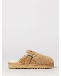 Mou - Suede And Shearling Mules With Wool Lining And Adjustable Strap - Lyst