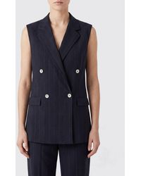 Tagliatore - Bernice Pinstriped Double-Breasted Linen-Blend Waistcoat With Peak Lapels - Lyst