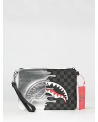 Sprayground - Saffiano Coated Cotton Pouch With Check Pattern And Logo - Lyst