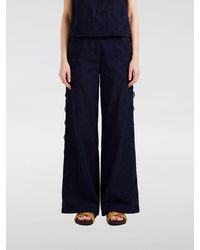 Momoní - Momon&Igrave High-Waisted Poplin Palazzo Trousers With Macramé Inserts - Lyst