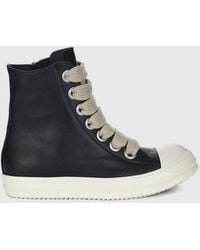 Rick Owens - High Top Calf Leather Sneakers With Rubber Toe Cap And Side Zip - Lyst