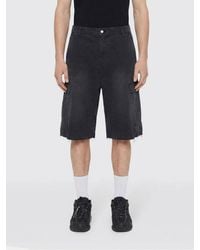 44 Label Group - Knee-Length Cotton Denim Cargo Shorts - Lyst