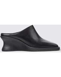 Camper - Louise Calf Leather Wedge Mules With Square Toe - Lyst