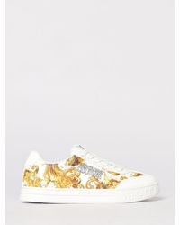 Versace Jeans Couture - Leather Sneakers With Baroque Print - Lyst