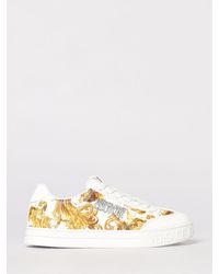 Versace Jeans Couture - Leather Sneakers With Baroque Print - Lyst
