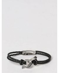 Ferragamo - Gancini Brass And Braided Leather Bracelet - Lyst