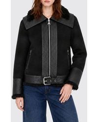 Patrizia Pepe - Cropped Faux Fur Jacket With Classic Collar And Zip Pockets - Lyst
