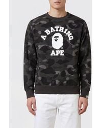 A Bathing Ape - Slim Fit Camouflage Print Cotton Jumper With Logo - Lyst
