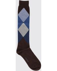 Ballantyne - Diamond Pattern High-Top Cotton-Blend Socks With Contrast Logo - Lyst