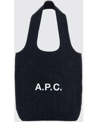 A.P.C. - Kleine Tote-Bag Ninon Aus Baumwolldenim Mit Kontrastierendem Logo-Print - Lyst