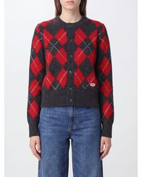 Ami Paris - Argyle Pure Virgin Wool Crew Neck Cardigan - Lyst