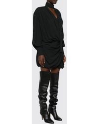 IRO - Mini-Robe De Soirée Drapée En Crêpe Avec Col V Et Manches Ballon - Lyst