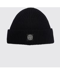 Stone Island - Ribbed Rws Virgin Wool Beanie Hat With Compass Logo Patch - Lyst