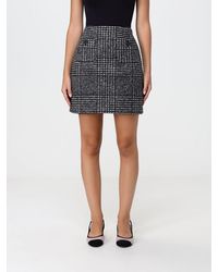 N°21 - High-Waisted Check Tweed Mini Pencil Skirt With Patch Pockets - Lyst