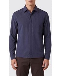 Herno - Wool Blend Shirt With A French Collar And Concealed Closure - Lyst