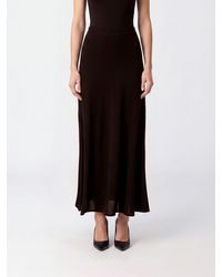 Twinset - Falda Midi De Punto De Lana Mixta Con Talle Alto Y Bajo Recto - Lyst
