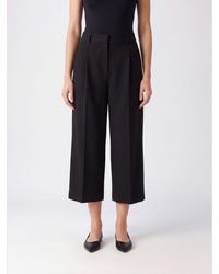 Elisabetta Franchi - High-Waisted Cropped Wide-Leg Gabardine Trousers - Lyst