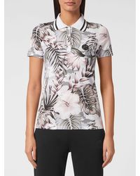 Philipp Plein - Tropical Print Cotton Polo Shirt With Short Sleeves - Lyst