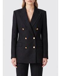 Tagliatore - Double-Breasted Viscose Blend Blazer With Metallic Buttons - Lyst